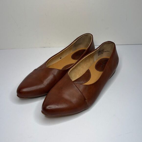 Boc Janella Light Brown Leather Pointed Toe Slip On Flats Comfort Womens - Picture 8 of 12